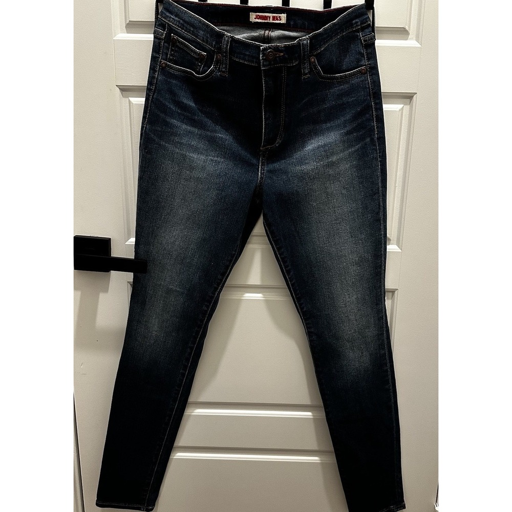 JOHNNY WAS Dark Wash Mid Rise The Skinny Jean Stretch Denim Size 29x28